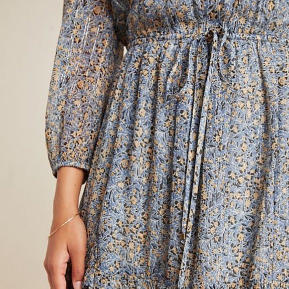 NWT ANTHROPOLOGIE Kira Metallic Peasant Dress - Picture 7 of 8